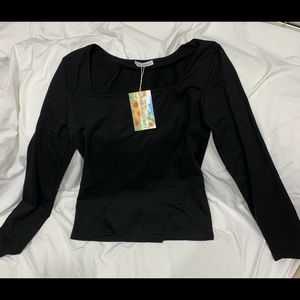 Black square neck shirt